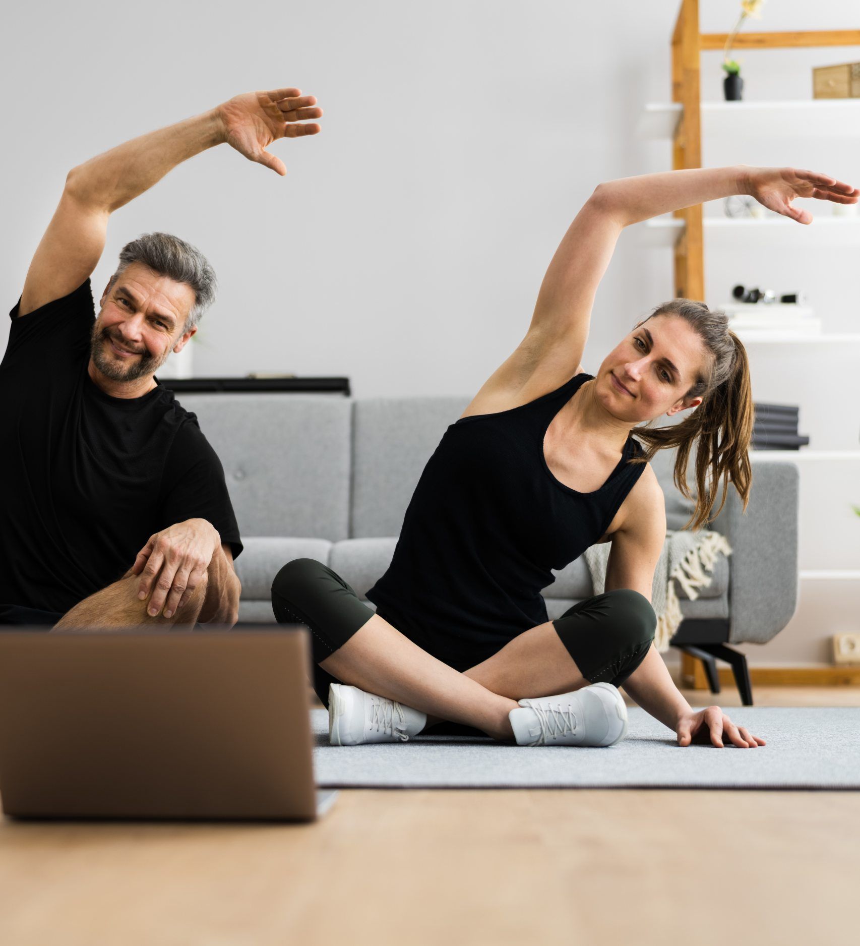 Clients performing physiotherapy at home with an Oceanside Physiotherapy physiotherapist